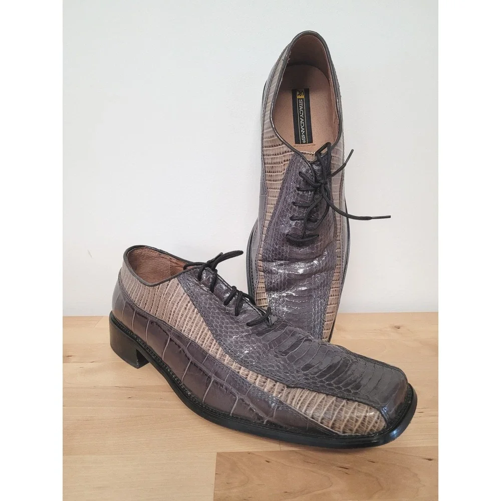 Stacy Adams | Shoes | Stacy Adams Oxford Shoes Mens 15m Grey Light Gray Genuine Snake Leather Dress